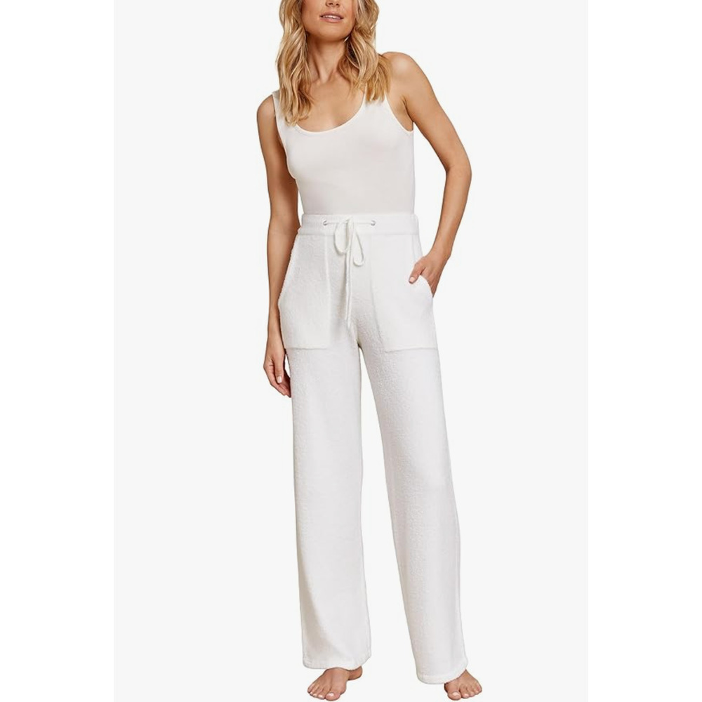 Barefoot Dreams Women's Sz: L CozyChic Lite Patch Pocket SOFT Pants Pearl White